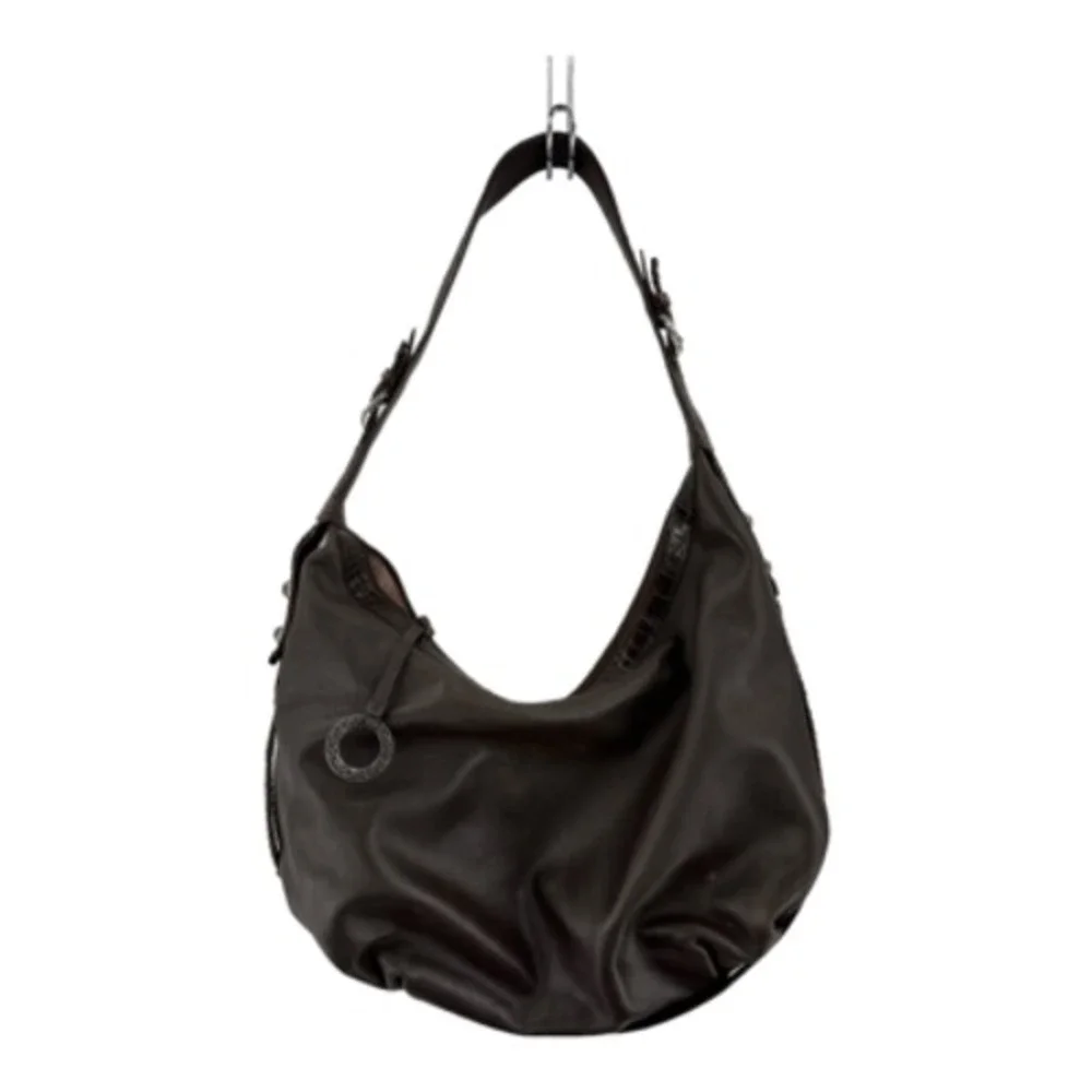 Brighton Hobo Bag Womens Brown Leather Croc Trim Silver Hardware Good Condition